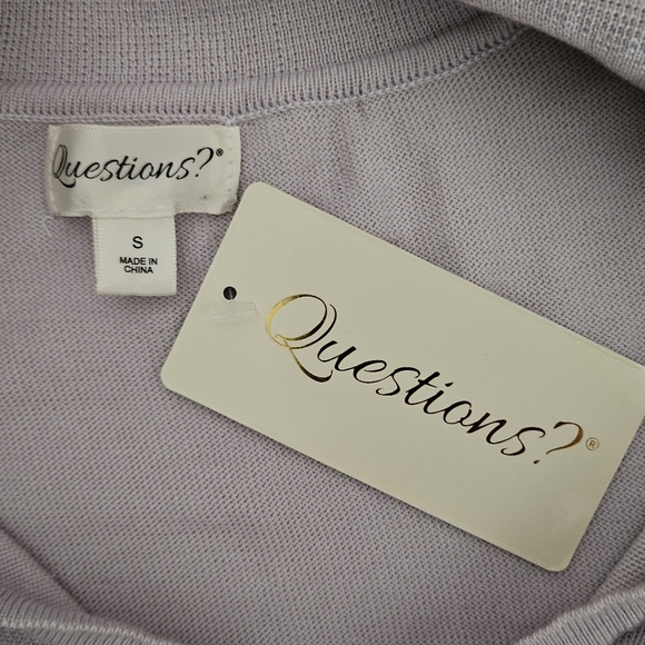 Lilac light purple lavender short sleeves gold tone belt rayon knit dress S - Picture 10 of 12